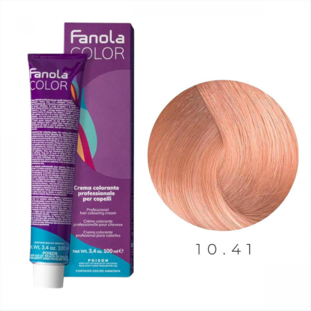 Coafura si Frizerie - Vopsea de Par 10.41 Tehnica Permanenta - Fanola Color Cream Blond Aramiu Cenusiu Platinat 100ml