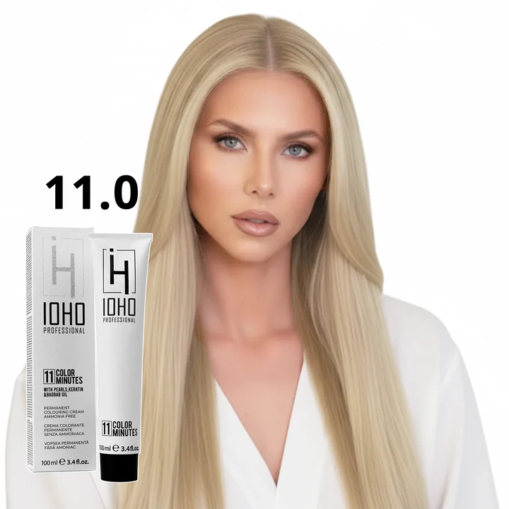 Vopsea de par - Vopsea de păr Ioho Professional 11.0 Blond Platinat Super Deschis – fără amoniac, culoare ultra-deschisă și rezultat profesional