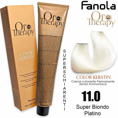 Vopsea de par - Vopsea de Păr 11.0 Blond Platinat Super Deschis Fără Amoniac – Color Keratin Oro Puro 24K Oro Therapy