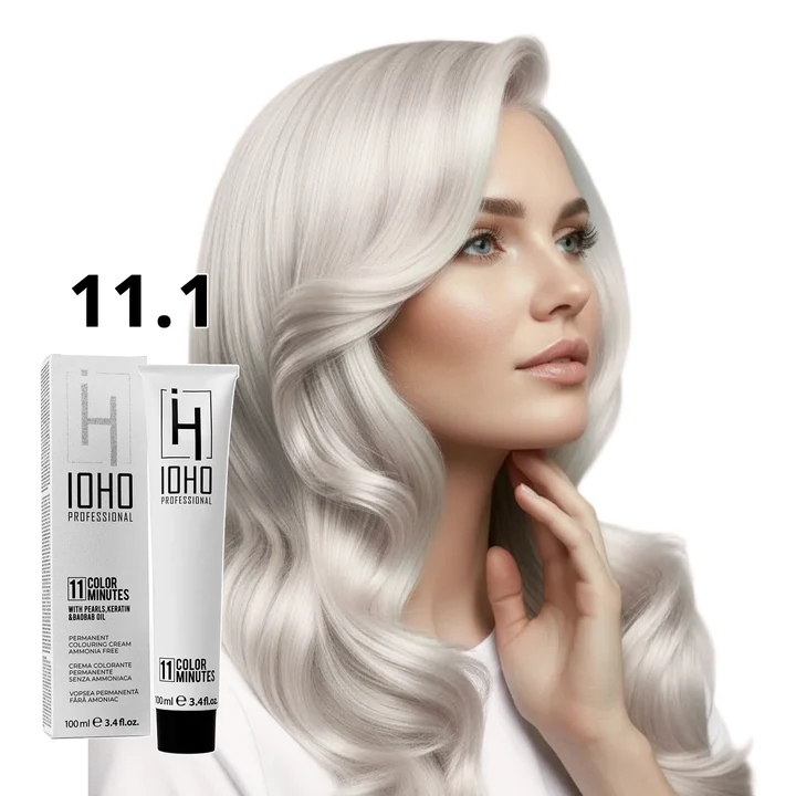 Vopsea de par - Vopsea de păr Ioho Professional 11.1 Blond Platinat Cenușiu Super Deschis – fără amoniac, neutralizare intensă și rezultat rece