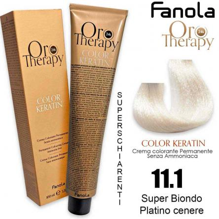 Coafura si Frizerie - Vopsea de păr fără amoniac Oro Therapy Color Keratin Oro Puro 24K 11.1 Blond Platinat Cenușiu Super Deschis
