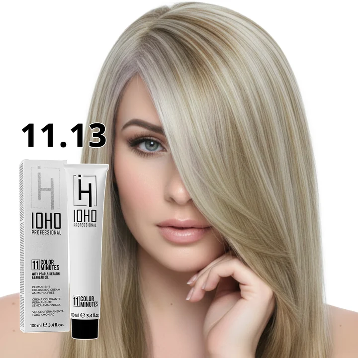 Vopsea de par - Vopsea de păr Ioho Professional 11.13 Blond Platinat Nisip Super Deschis – fără amoniac, ton echilibrat și rezultat profesional