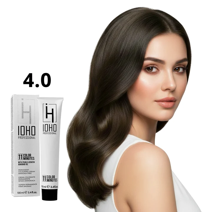 Vopsea de par - Vopsea de păr Ioho Professional 4.0 Castaniu – fără amoniac, culoare intensă și acoperire uniformă
