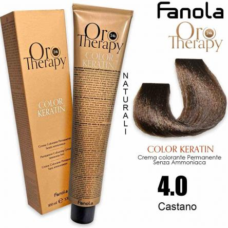 Vopsea de par - Vopsea de păr fără amoniac Oro Therapy Color Keratin Oro Puro 24K 4.0 Castaniu