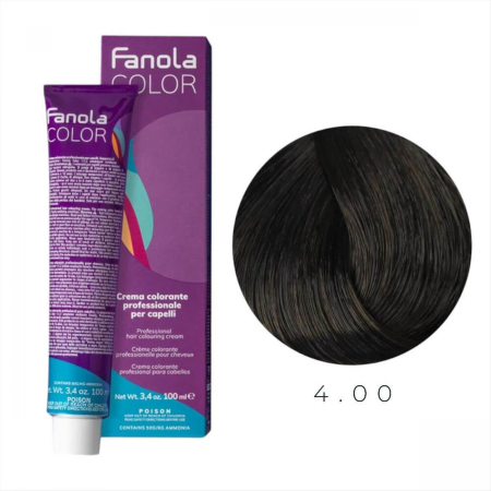 Coafura si Frizerie - Vopsea de Par 4.00 Tehnica Permanenta - Fanola Color Cream Castaniu Intens Mediu 100ml