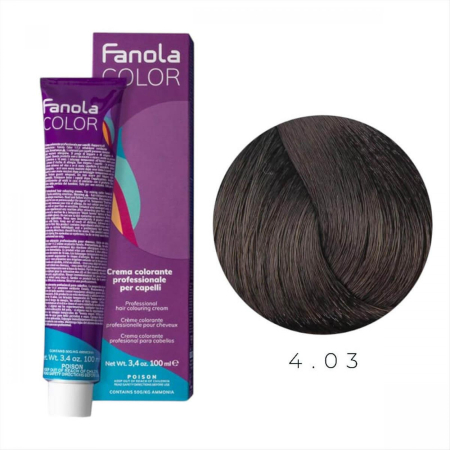 Coafura si Frizerie - Vopsea de Par 4.03 Tehnica Permanenta - Fanola Color Cream Castaniu Cald Mediu 100ml