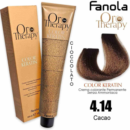 Vopsea de par - Vopsea de Păr 4.14 Cacao Fără Amoniac – Color Keratin Oro Puro 24K Oro Therapy