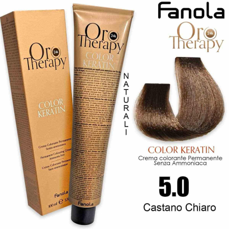 Vopsea de par - Vopsea de păr fără amoniac Oro Therapy Color Keratin Oro Puro 24K 5.0 Castaniu Deschis