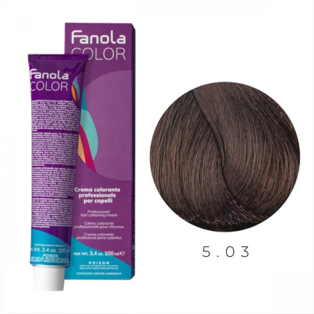Coafura si Frizerie - Vopsea de Par 5.03 Tehnica Permanenta - Fanola Color Cream Castaniu Cald Deschis 100ml