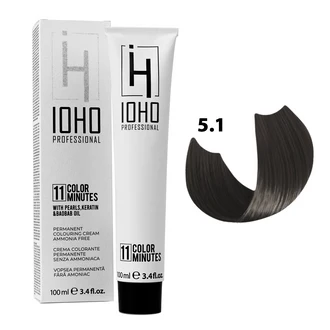 Vopsea de par - Vopsea de păr Ioho Professional 5.1 Castaniu Cenușiu Deschis – fără amoniac, neutralizare reflexe calde și culoare uniformă
