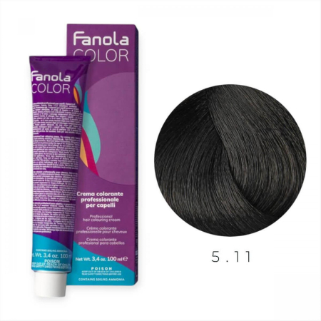 Coafura si Frizerie - Vopsea de Par 5.11 Tehnica Permanenta - Fanola Color Cream Castaniu Cenusiu Intens Deschis 100ml