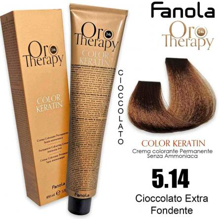 Coafura si Frizerie - Vopsea de Păr 5.14 Ciocolată Amăruie Extra Fără Amoniac – Color Keratin Oro Puro 24K Oro Therapy
