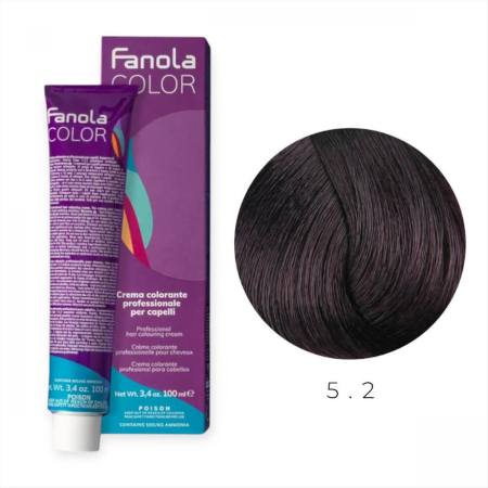 Coafura si Frizerie - Vopsea de Par 5.2 Tehnica Permanenta - Fanola Color Cream Castaniu Violet Deschis 100ml