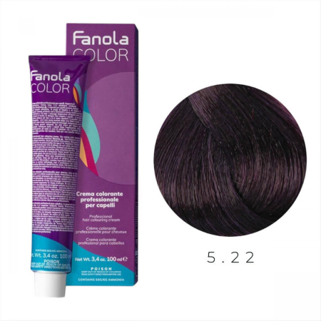 Coafura si Frizerie - Vopsea de Par 5.22 Tehnica Permanenta - Fanola Color Cream Castaniu Violet Intens Deschis 100ml