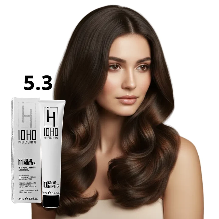 Vopsea de par - Vopsea de păr Ioho Professional 5.3 Castaniu Auriu Deschis fără amoniac – reflexe aurii calde, culoare uniformă și strălucire intensă