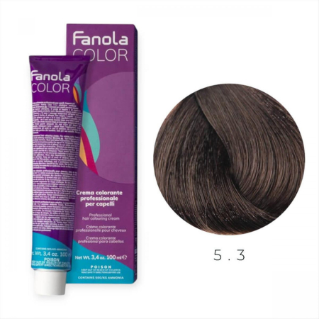 Coafura si Frizerie - Vopsea de Par 5.3 Tehnica Permanenta - Fanola Color Cream Castaniu Auriu Deschis 100ml