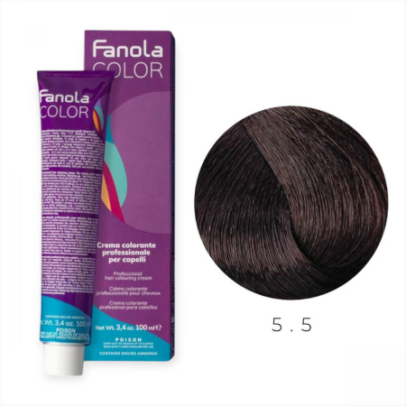 Coafura si Frizerie - Vopsea de Par 5.5 Tehnica Permanenta - Fanola Color Cream Castaniu Mahon Deschis 100ml