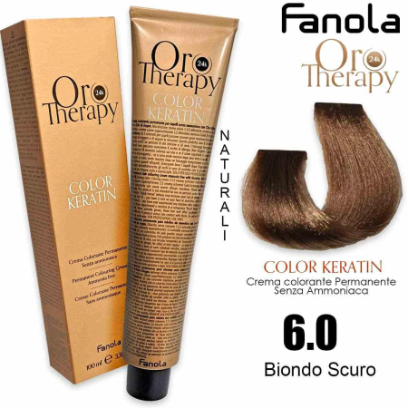 Vopsea de par - Vopsea de păr fără amoniac Oro Therapy Color Keratin Oro Puro 24K 6.0 Blond Închis