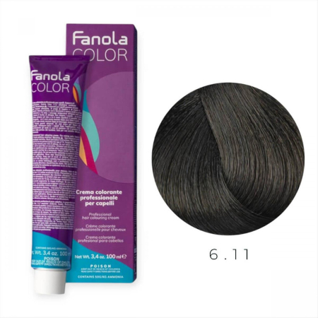 Coafura si Frizerie - Vopsea de Par 6.11 Tehnica Permanenta - Fanola Color Cream Blond Cenusiu Intens Inchis 100ml
