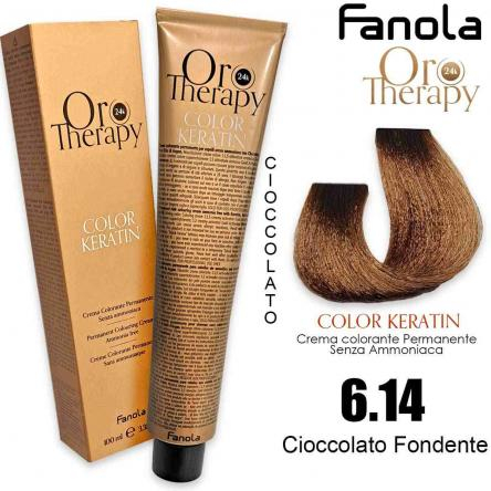 Vopsea de par - Vopsea de păr fără amoniac Oro Therapy Color Keratin Oro Puro 24K 6.14 Ciocolată Amăruie