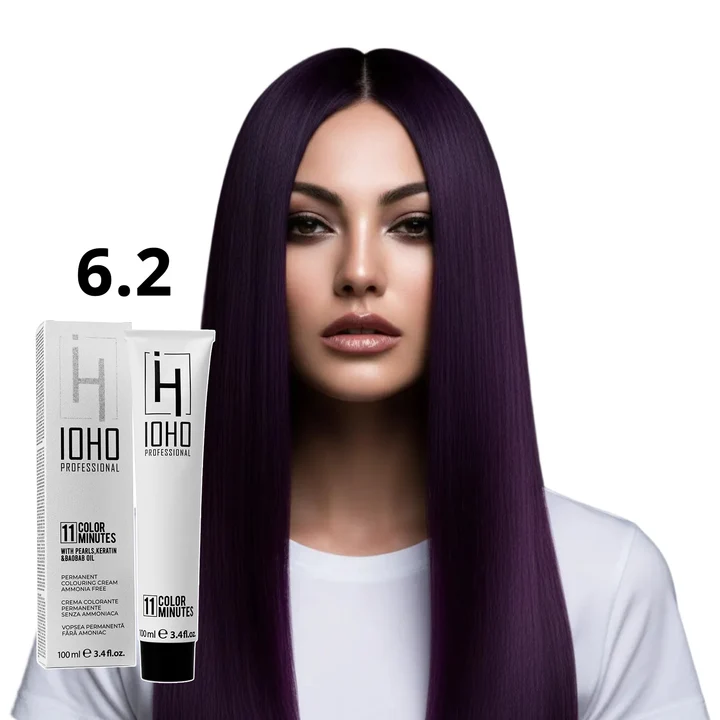 Vopsea de par - Vopsea de păr Ioho Professional 6.2 Blond Violet Închis fără amoniac – reflexe violet intense și culoare uniformă profesională