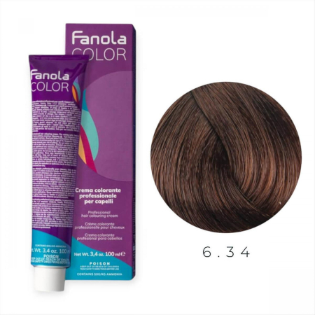 Coafura si Frizerie - Vopsea de Par 6.34 Tehnica Permanenta - Fanola Color Cream Blond Auriu Cupru Inchis 100ml