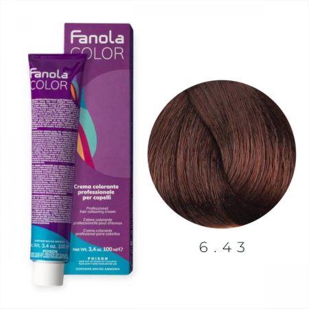 Coafura si Frizerie - Vopsea de Par 6.43 Tehnica Permanenta - Fanola Color Cream Blond Cupru Auriu Inchis 100ml
