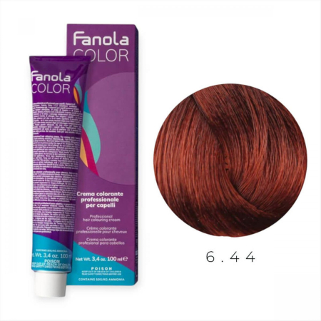 Coafura si Frizerie - Vopsea de Par 6.44 Tehnica Permanenta - Fanola Color Cream Blond Cupru Intens Inchis 100ml