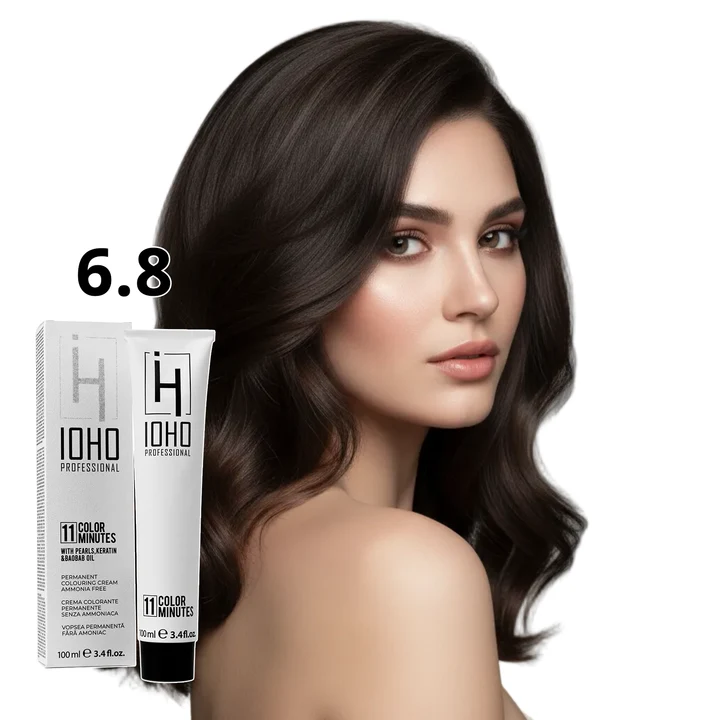 Vopsea de par - Vopsea de păr Ioho Professional 6.8 Blond Bej Închis fără amoniac – nuanță bej naturală, culoare uniformă și strălucire