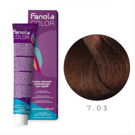 Coafura si Frizerie - Vopsea de Par 7.03 Tehnica Permanenta - Fanola Color Cream Blond Cald Mediu 100ml