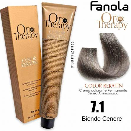 Vopsea de par - Vopsea de păr fără amoniac Oro Therapy Color Keratin Oro Puro 24K 7.1 Blond Cenușiu