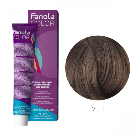 Coafura si Frizerie - Vopsea de Par 7.1 Tehnica Permanenta - Fanola Color Cream Blond Cenusiu Mediu 100ml