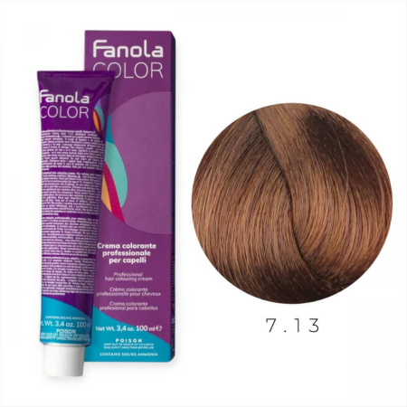 Coafura si Frizerie - Vopsea de Par 7.13 Tehnica Permanenta - Fanola Color Cream Blond Bej Mediu 100ml