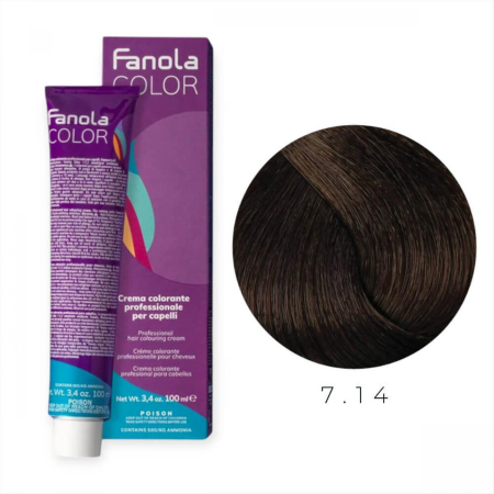Coafura si Frizerie - Vopsea de Par 7.14 Tehnica Permanenta - Fanola Color Cream Tabac 100ml