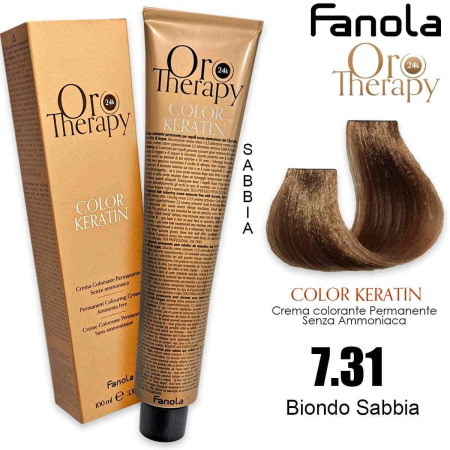 Vopsea de par - Vopsea de Păr 7.31 Blond Nisipiu Fără Amoniac – Color Keratin Oro Puro 24K Oro Therapy