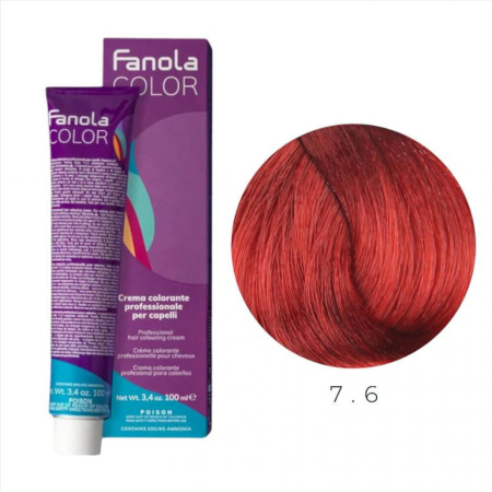 Coafura si Frizerie - Vopsea de Par 7.6 Tehnica Permanenta - Fanola Color Cream Blond Rosu Mediu 100ml