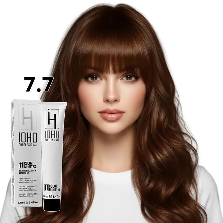 Vopsea de par - Vopsea de păr Ioho Professional 7.7 Blond Maroniu – fără amoniac, culoare caldă și acoperire uniformă