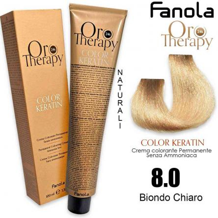 Vopsea de par - Vopsea de păr fără amoniac Oro Therapy Color Keratin Oro Puro 24K 8.0 Blond Deschis