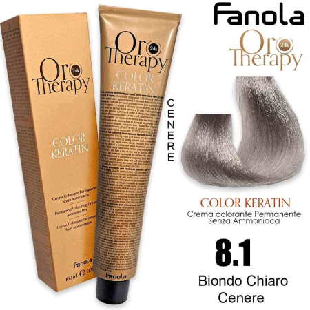Coafura si Frizerie - Vopsea de păr fără amoniac Oro Therapy Color Keratin Oro Puro 24K 8.1 Blond Cenușiu Deschis