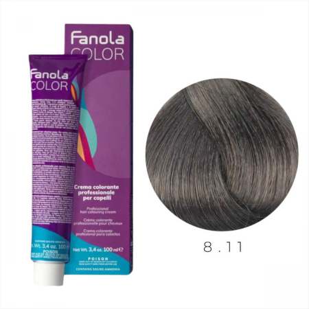 Coafura si Frizerie - Vopsea de Par 8.11 Tehnica Permanenta - Fanola Color Cream Blond Cenusiu Intens Deschis 100ml