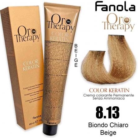 Vopsea de par - Vopsea de Păr 8.13 Blond Bej Deschis Fără Amoniac – Color Keratin Oro Puro 24K Oro Therapy