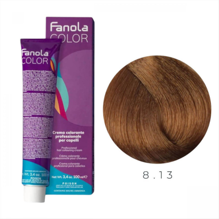 Coafura si Frizerie - Vopsea de Par 8.13 Tehnica Permanenta - Fanola Color Cream Blond Bej Deschis 100ml