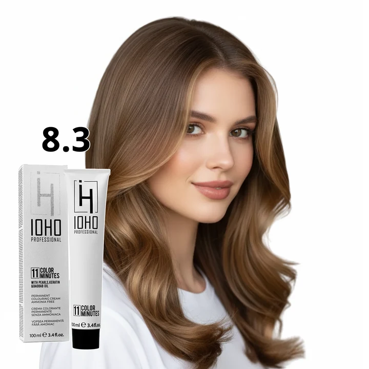 Vopsea de par - Vopsea de păr Ioho Professional 8.3 Blond Auriu Deschis fără amoniac – reflexe aurii intense și culoare caldă uniformă