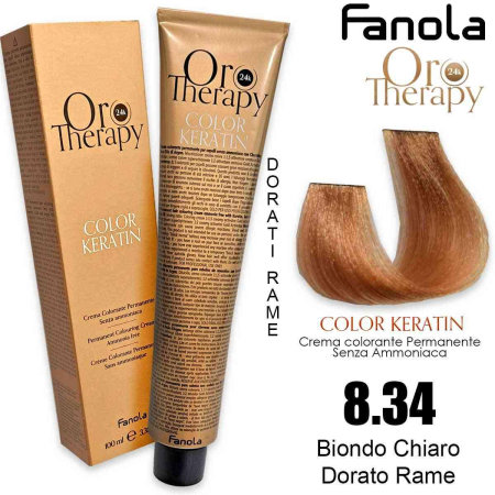 Vopsea de par - Vopsea de Păr 8.34 Blond Auriu Cupru Deschis Fără Amoniac – Color Keratin Oro Puro 24K Oro Therapy