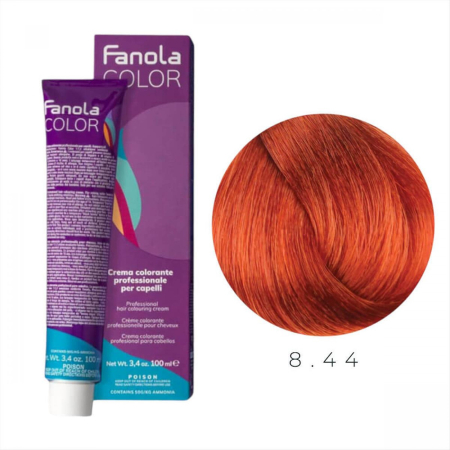 Vopsea de par - Vopsea de Par 8.44 Tehnica Permanenta - Fanola Color Cream Blond Cupru Intens Deschis 100ml