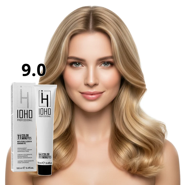 Vopsea de par - Vopsea de păr Ioho Professional 9.0 Blond Foarte Deschis – fără amoniac, culoare luminoasă și acoperire uniformă