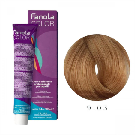 Coafura si Frizerie - Vopsea de Par 9.03 Tehnica Permanenta - Fanola Color Cream Blond Cald Foarte Deschis 100ml