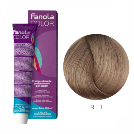 Coafura si Frizerie - Vopsea de Par 9.1 Tehnica Permanenta - Fanola Color Cream Blond Cenusiu Foarte Deschis 100ml
