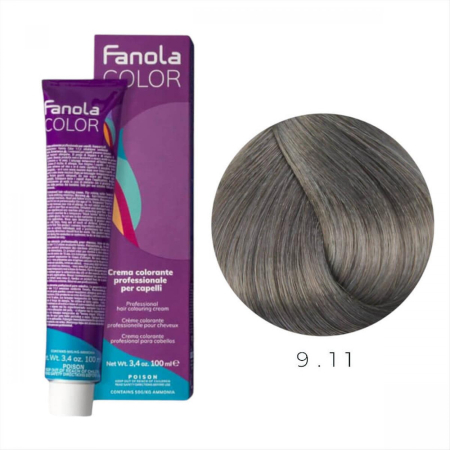 Coafura si Frizerie - Vopsea de Par 9.11 Tehnica Permanenta - Fanola Color Cream Blond Cenusiu Foarte Deschis 100ml