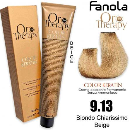 Vopsea de par - Vopsea de Păr 9.13 Blond Bej Foarte Deschis Fără Amoniac – Color Keratin Oro Puro 24K Oro Therapy